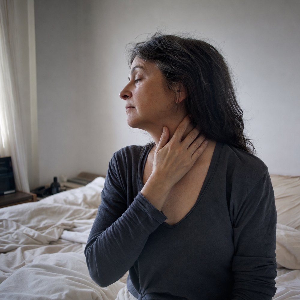 Mujer levantándose a la mañana sin la tensión